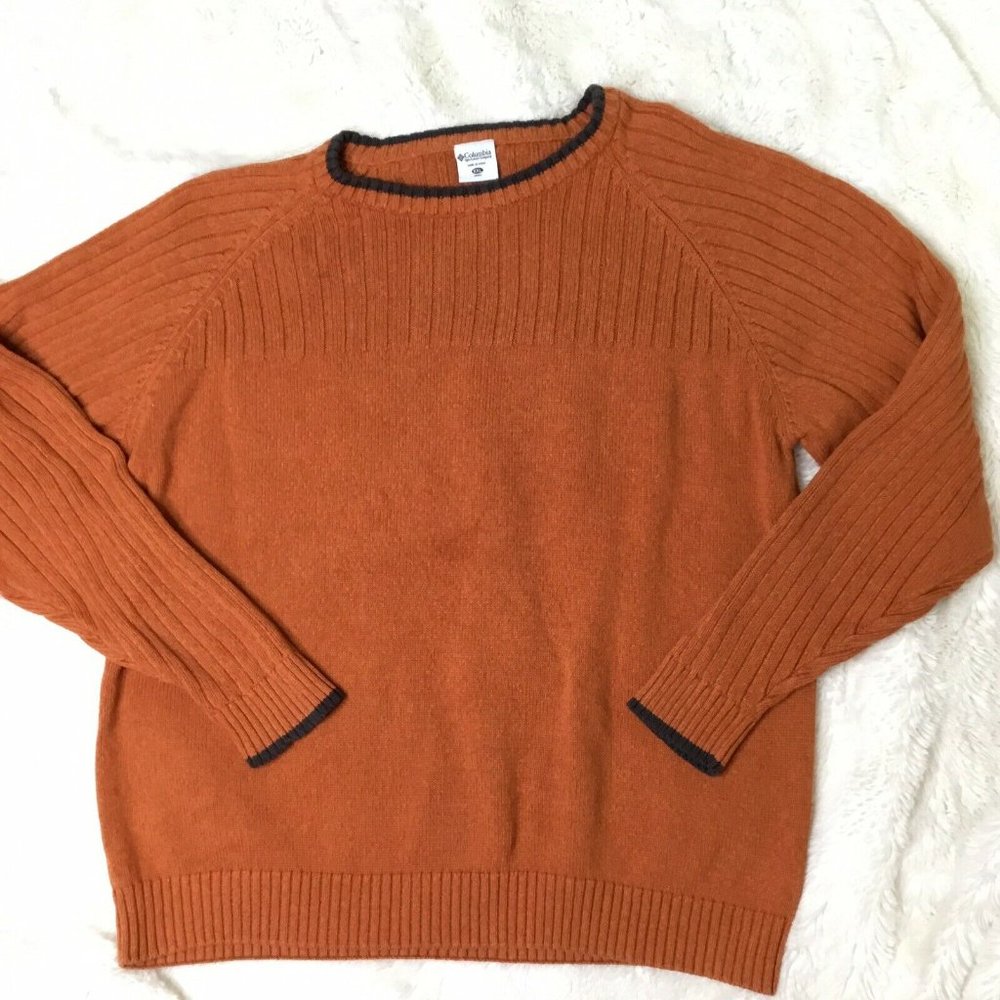Columbia Men's Rust Orange Cable Knit Sweater XXL